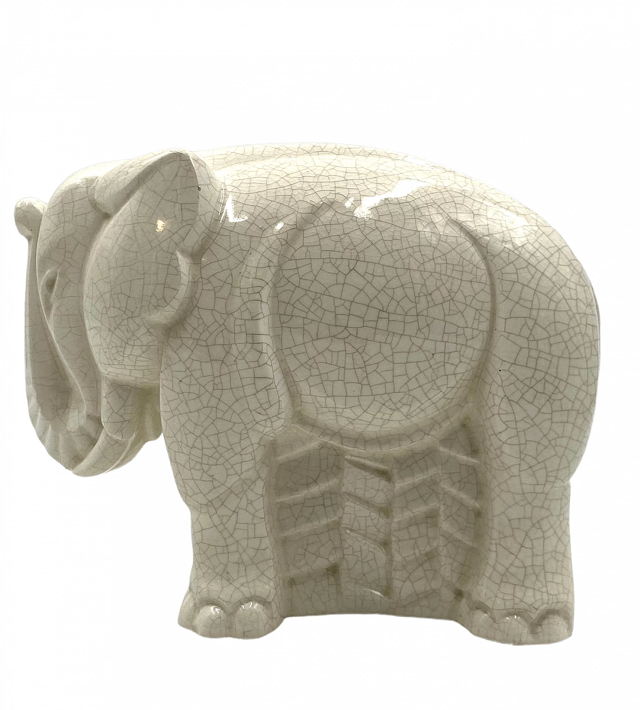 Scultura di elefante in porcellana craquelé di Charles Lemanceau, anni '30 6
