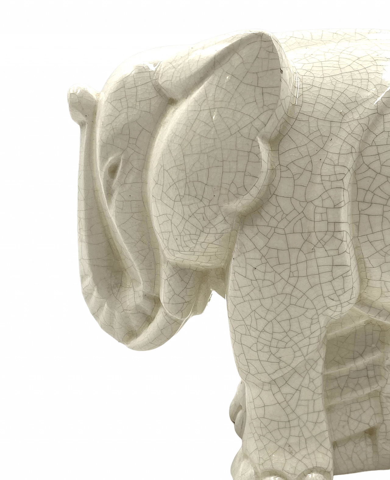 Elephant sculpture in craquelé porcelain by Charles Lemanceau, 1930s 7