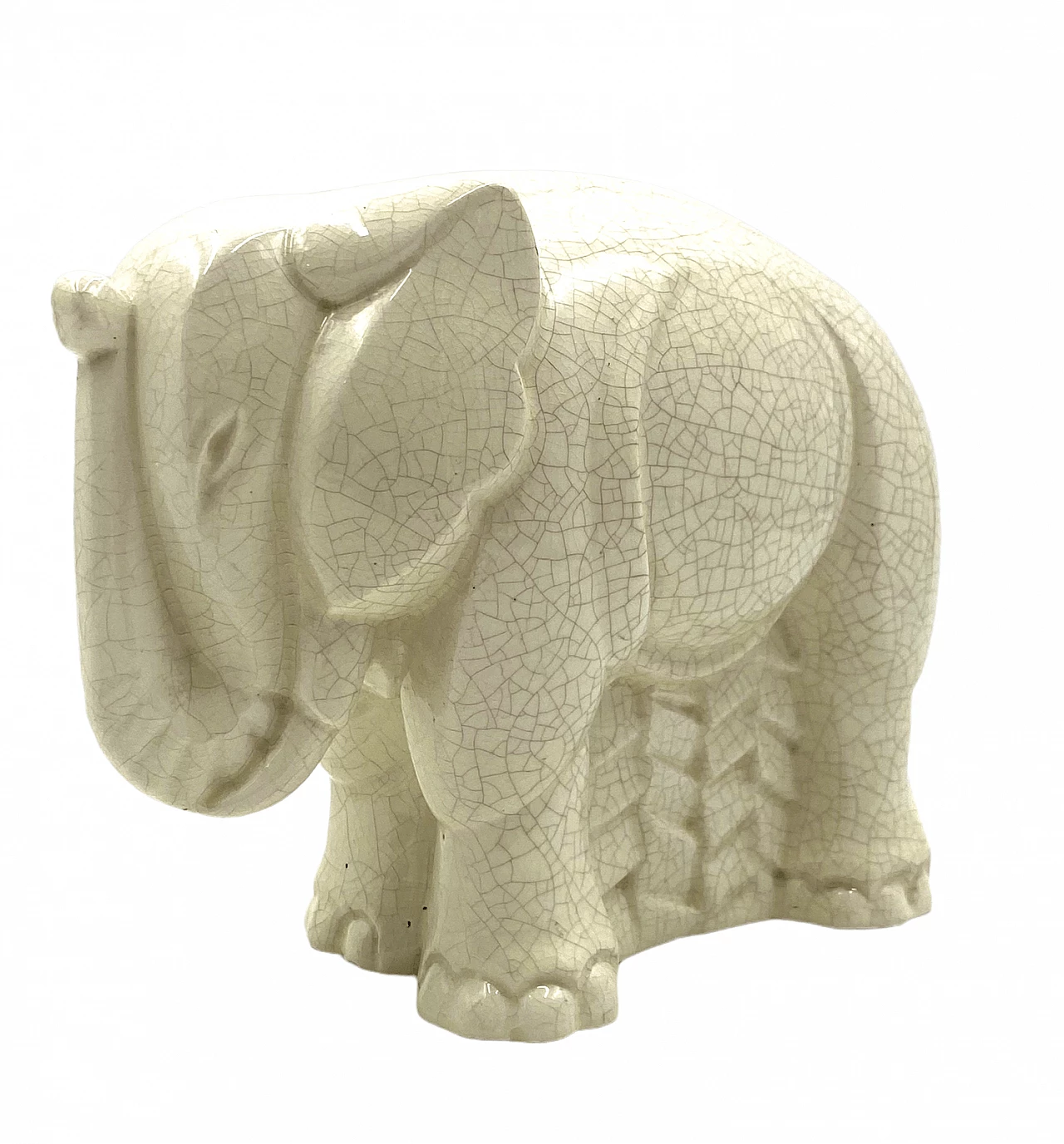 Elephant sculpture in craquelé porcelain by Charles Lemanceau, 1930s 9