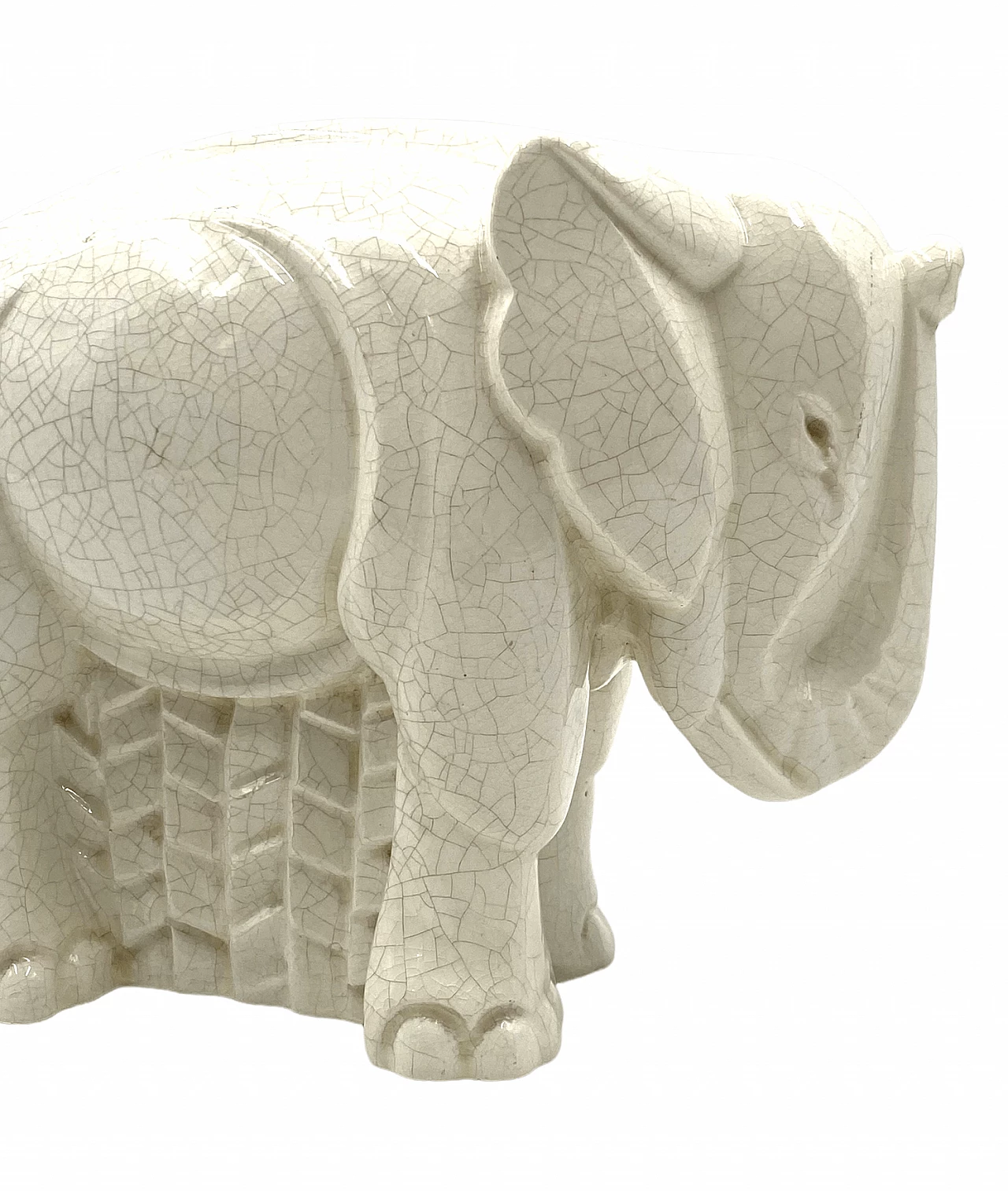 Elephant sculpture in craquelé porcelain by Charles Lemanceau, 1930s 11