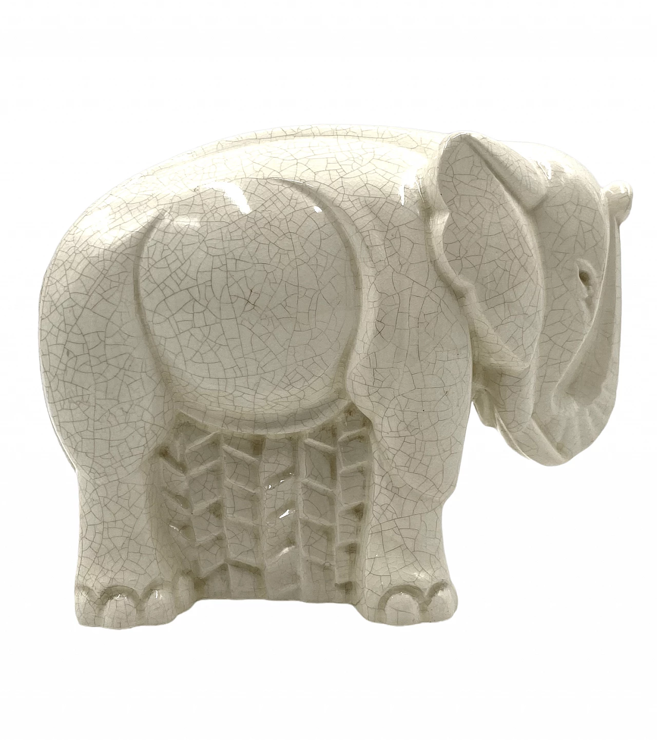 Elephant sculpture in craquelé porcelain by Charles Lemanceau, 1930s 12