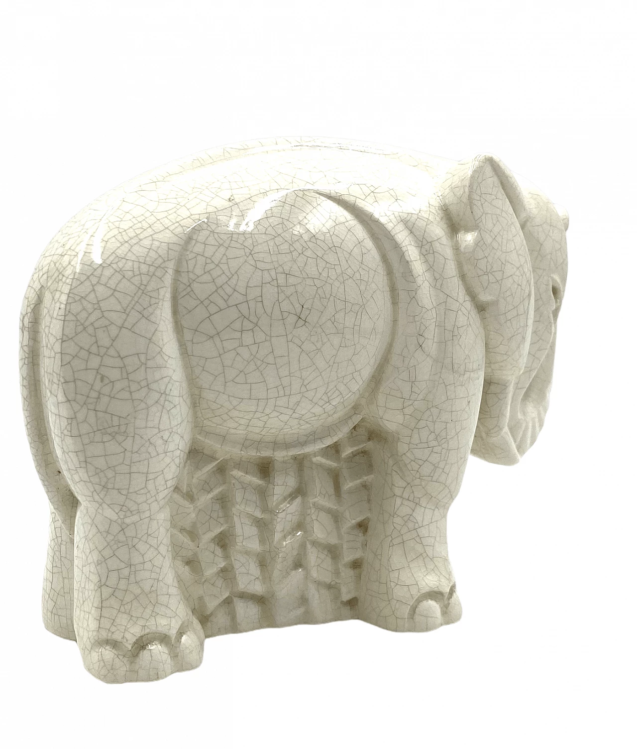 Elephant sculpture in craquelé porcelain by Charles Lemanceau, 1930s 13