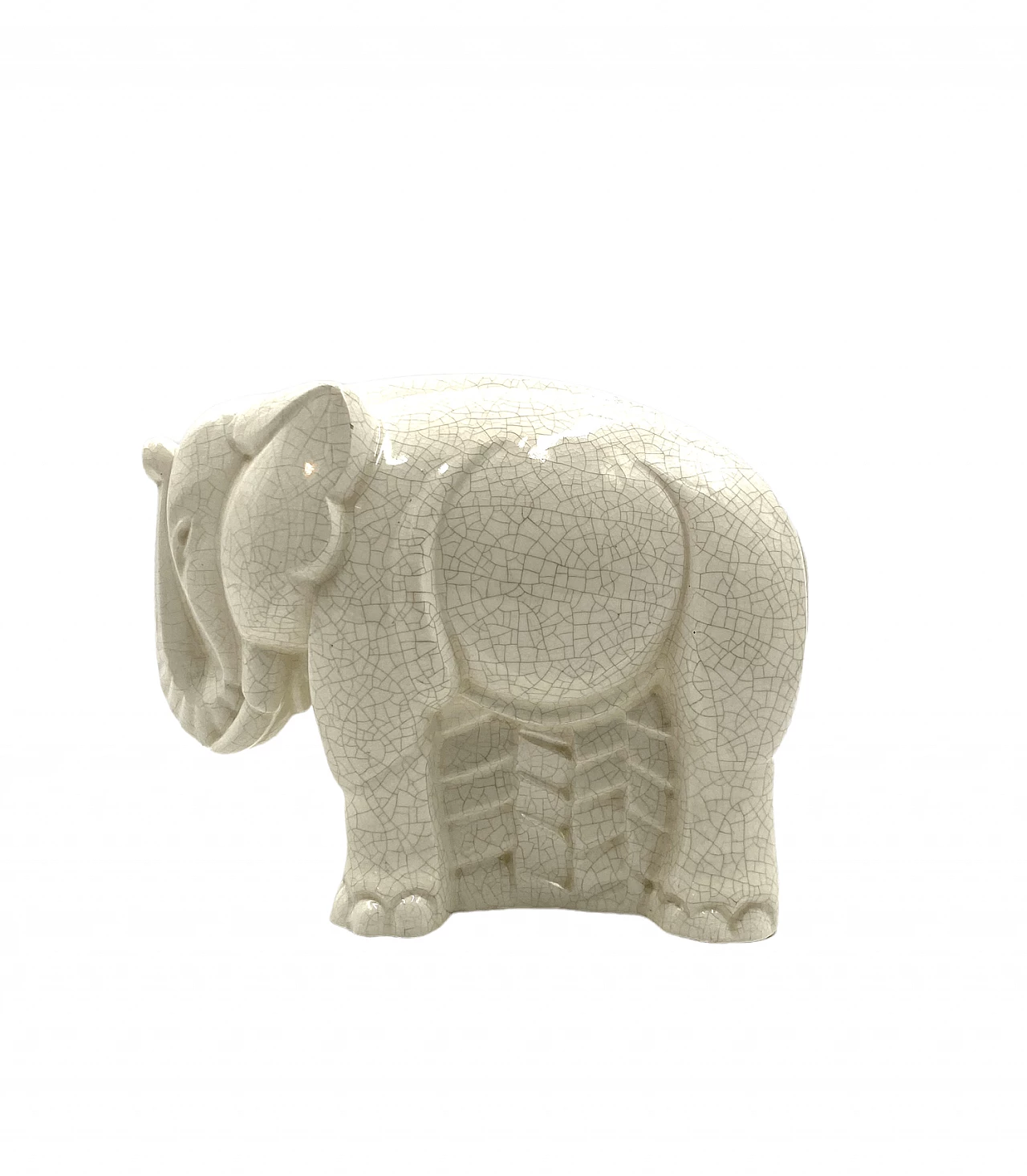 Scultura di elefante in porcellana craquelé di Charles Lemanceau, anni '30 18