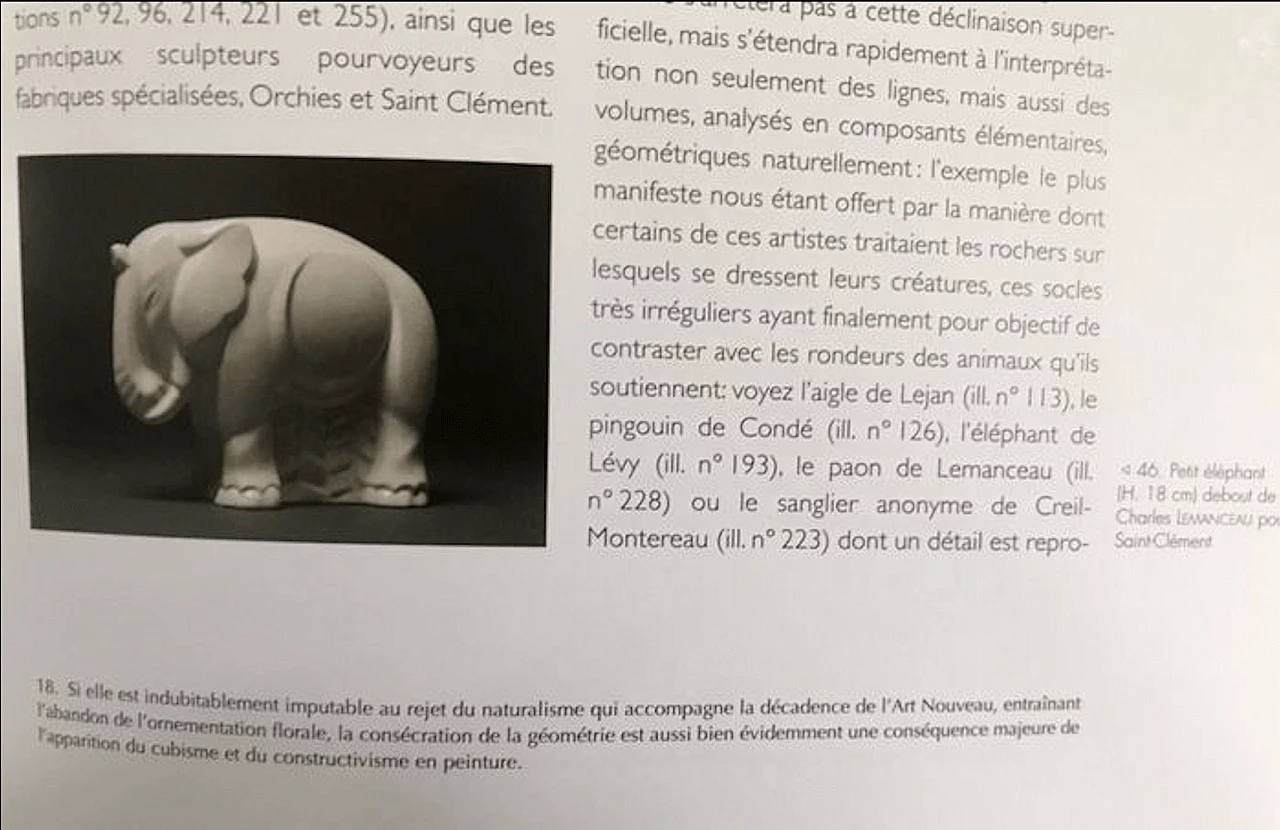 Elephant sculpture in craquelé porcelain by Charles Lemanceau, 1930s 20