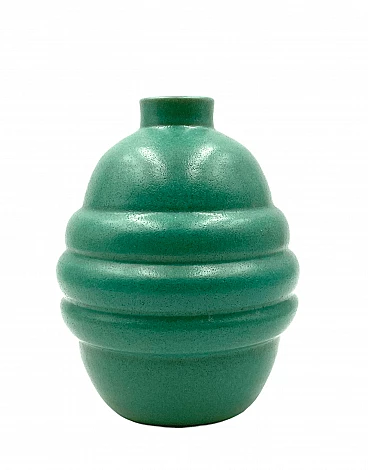 Vaso in faience turchese, anni '40