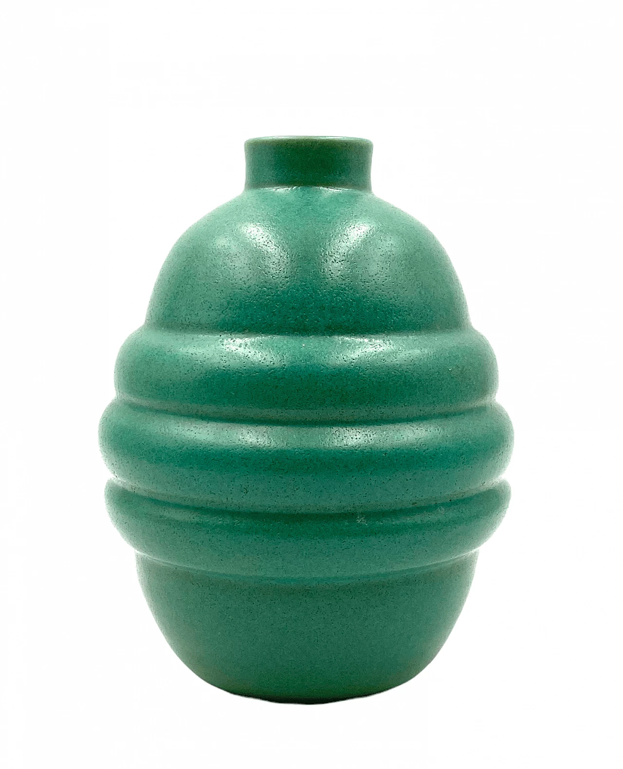 Vaso in faience turchese, anni '40 5