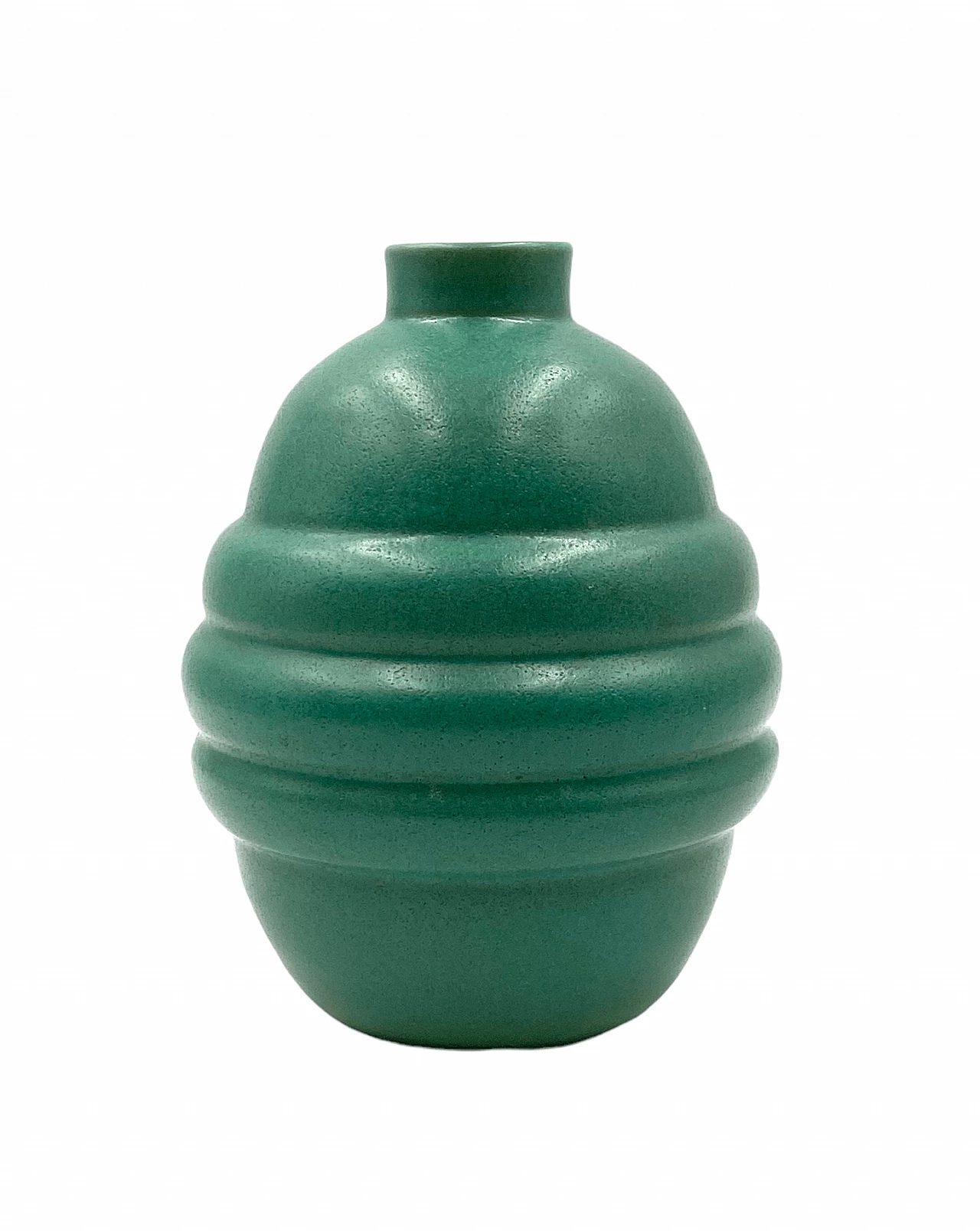 Vaso in faience turchese, anni '40 13