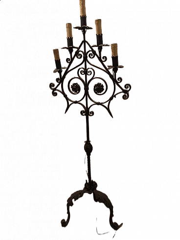 Floor lamp from a wrought iron torch, 19th century