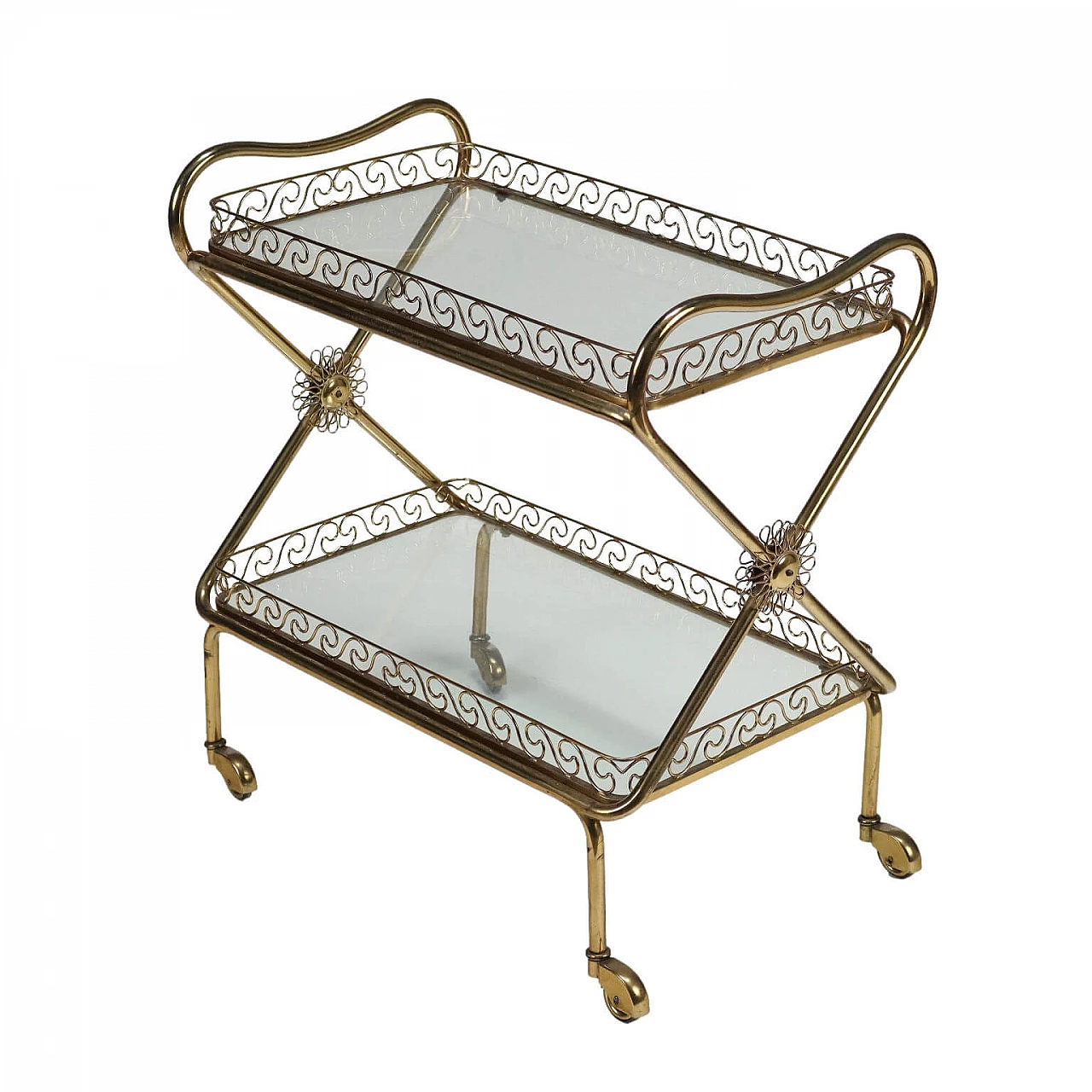 Brass and glass trolley, 1950s 1
