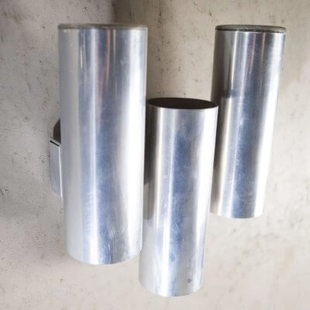 Pair of steel wall sconces in the style of Gaetano Sciolari, 1970s 8