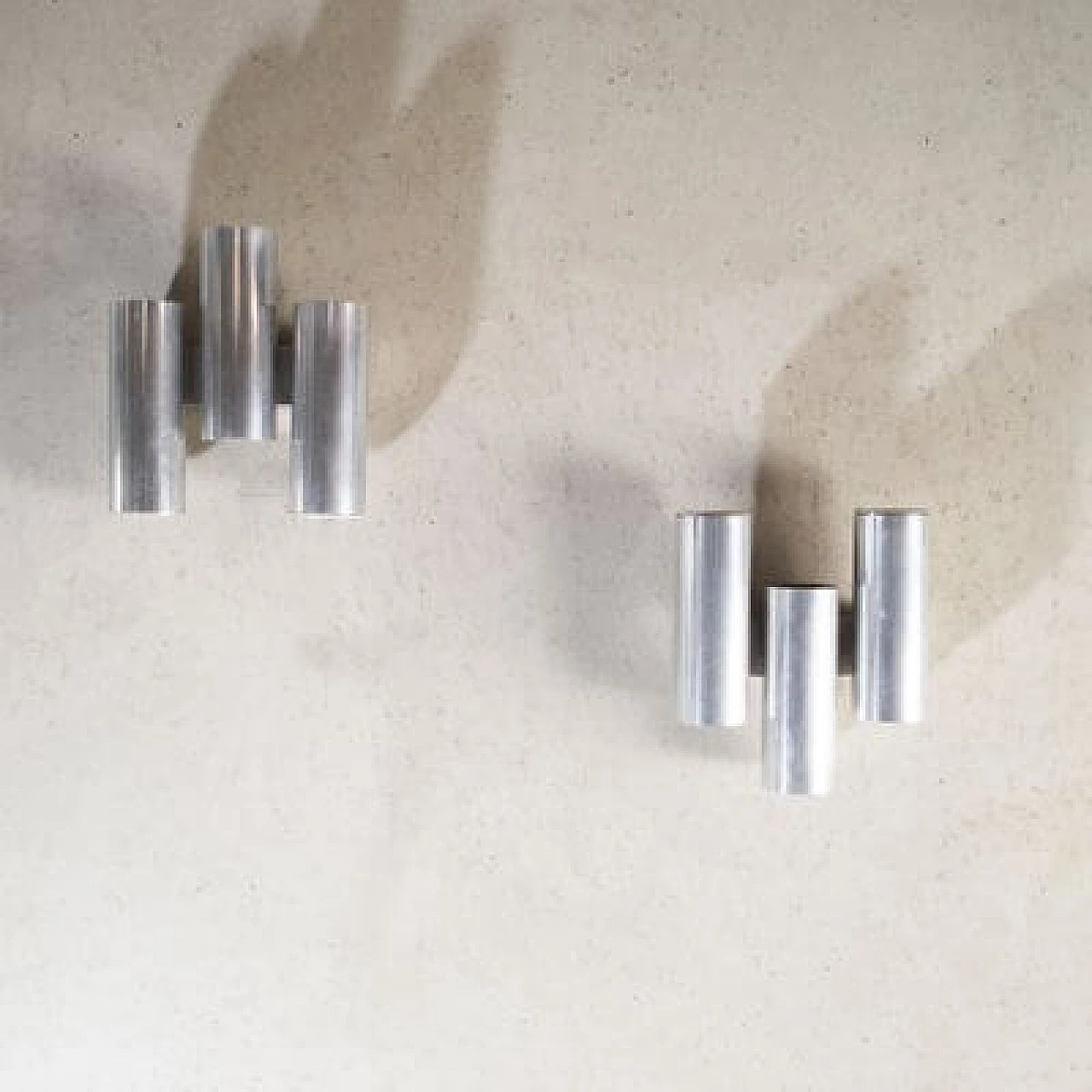 Pair of steel wall sconces in the style of Gaetano Sciolari, 1970s 10