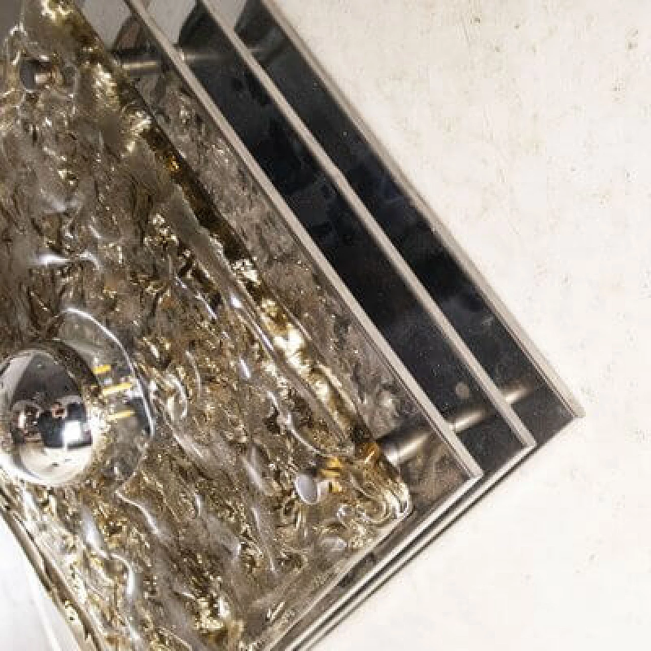 Pair of Mazzega wall lights in steel and amber glass, 1970s 4