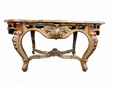Lacquered table with marble top, 19th century