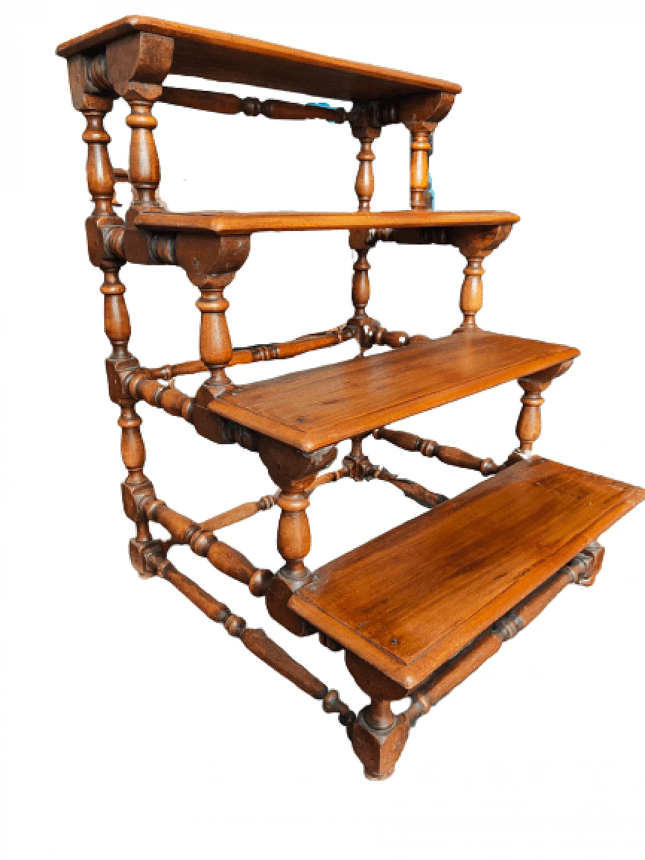 Solid wood library ladder, 19th century 1