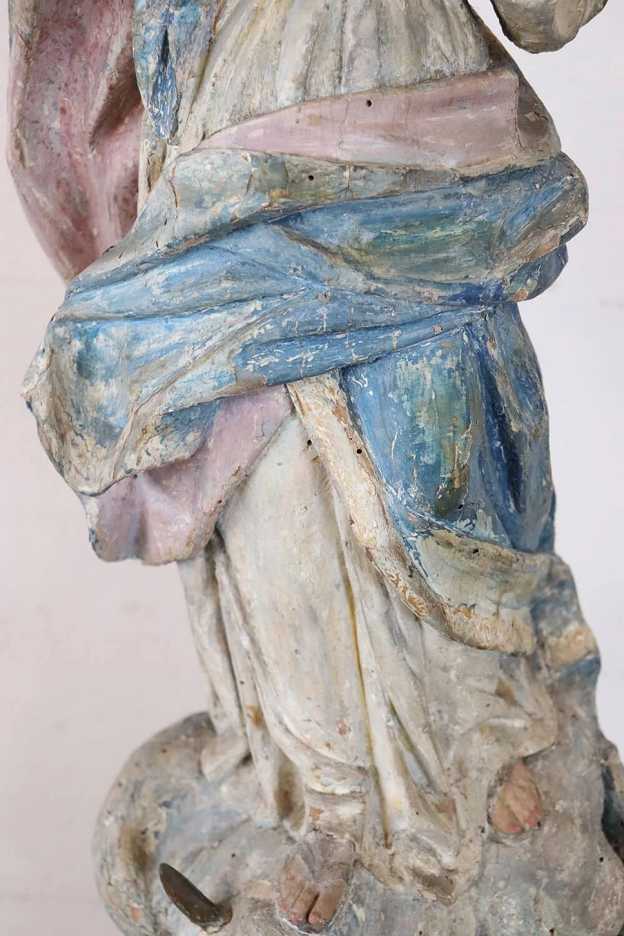 Vergine Maria, scultura policroma in legno intagliato, metà '800 4