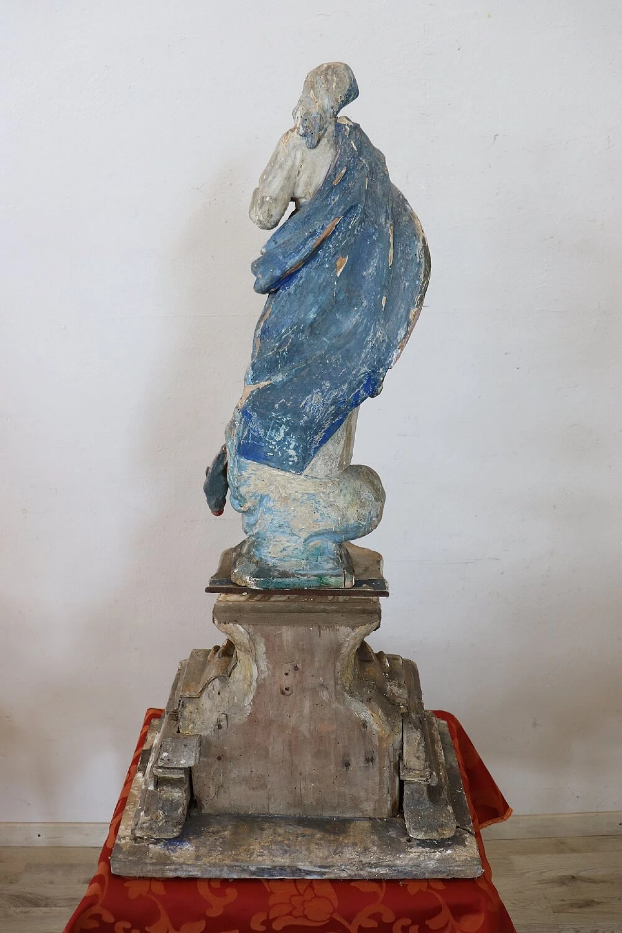 Vergine Maria, scultura policroma in legno intagliato, metà '800 11