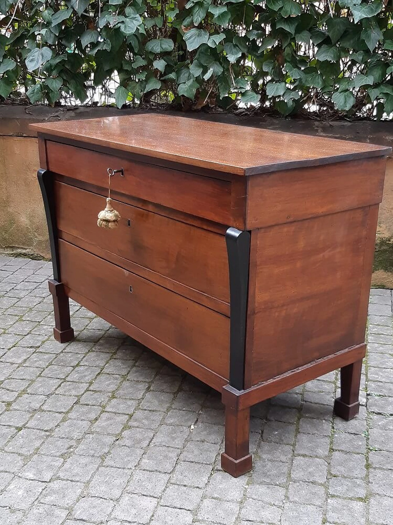 Comò in stie impero in noce, '800 4