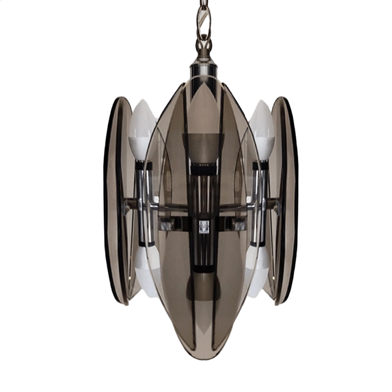 Veca chandelier in smoked Murano glass, 1970s 10