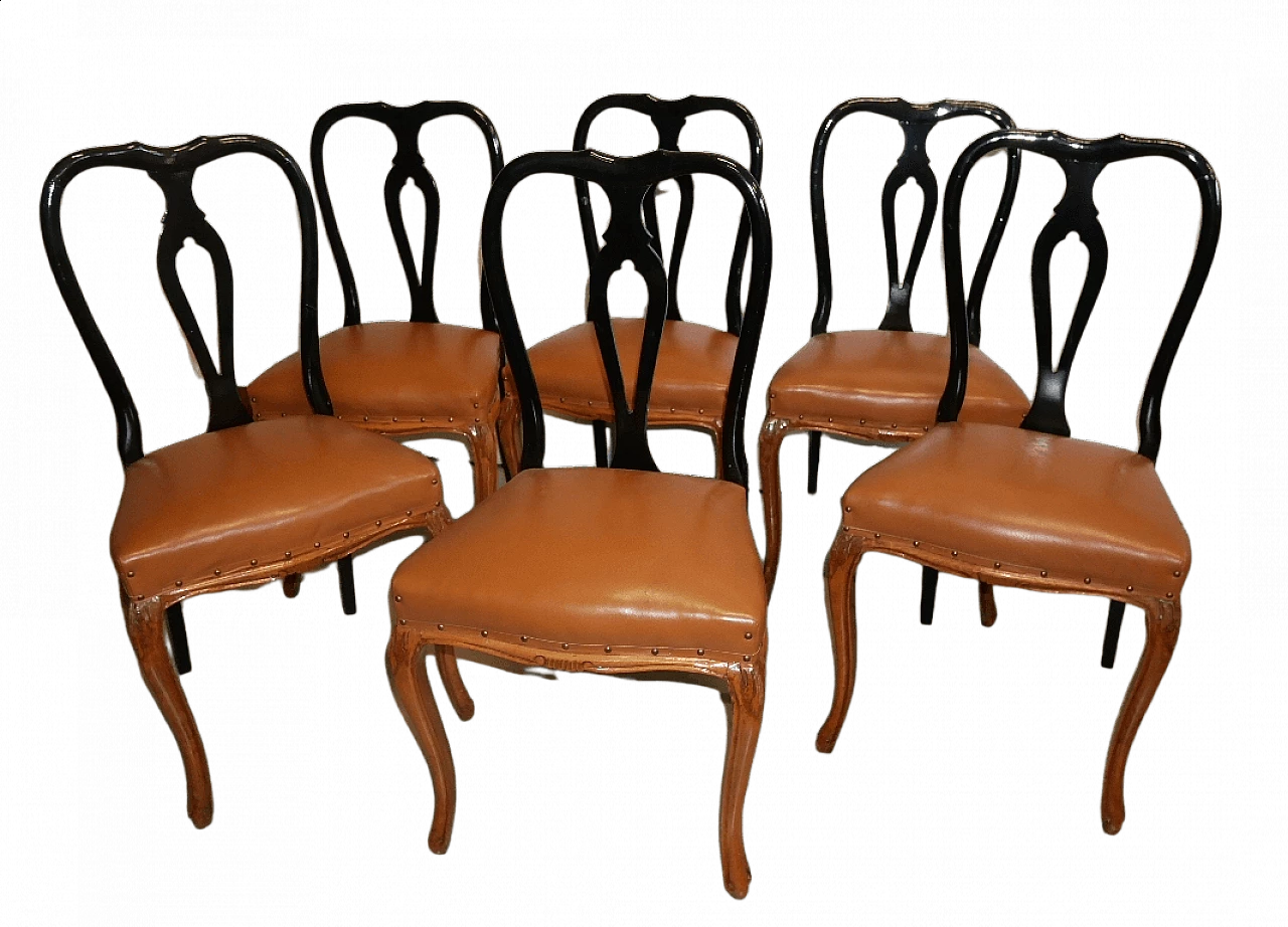 6 Sedie in stile Chippendale in legno, anni '50 15