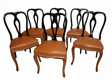 6 Chippendale style wooden chairs, 1950s