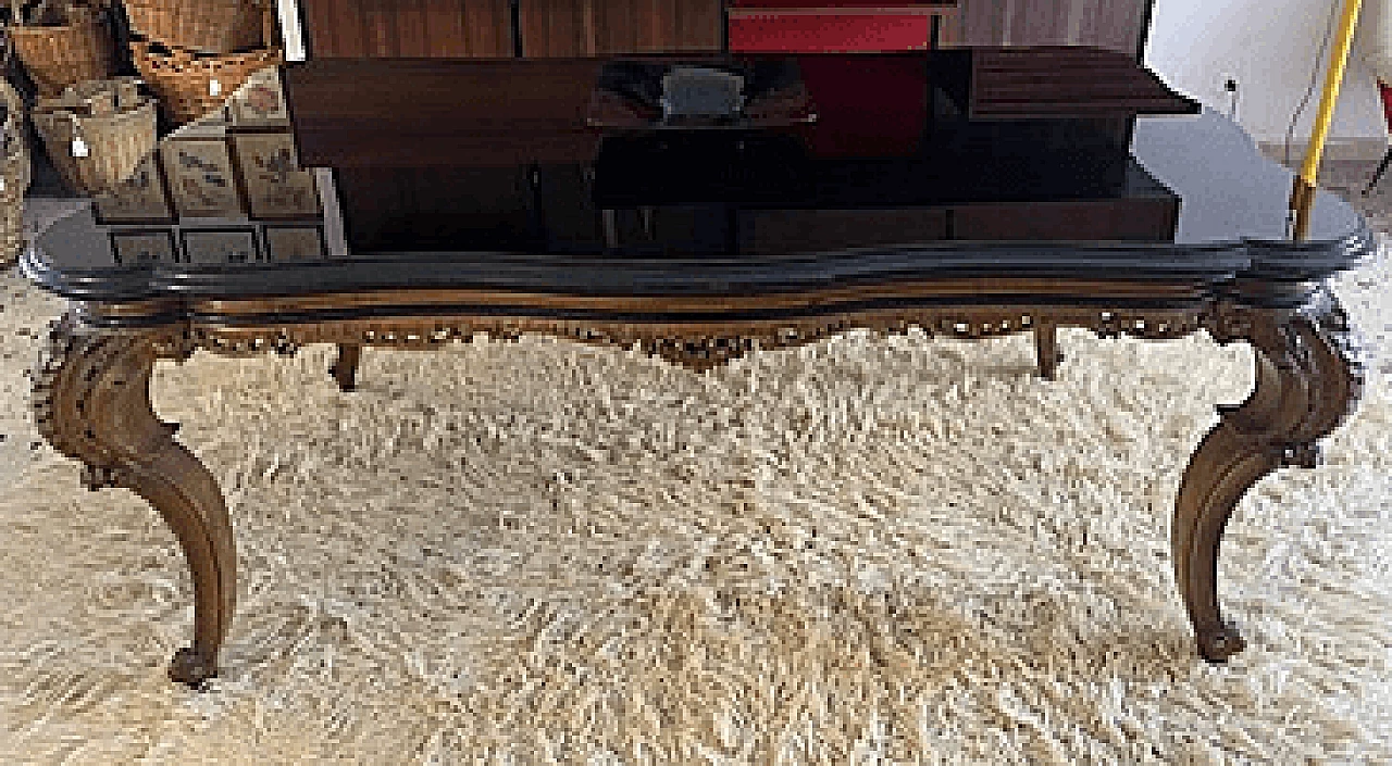 Baroque style inlaid wooden table, 1950s 4