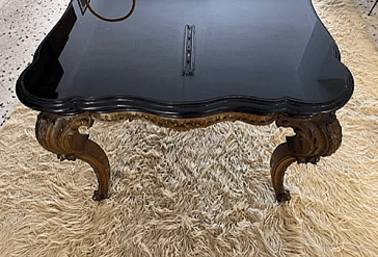 Baroque style inlaid wooden table, 1950s 5