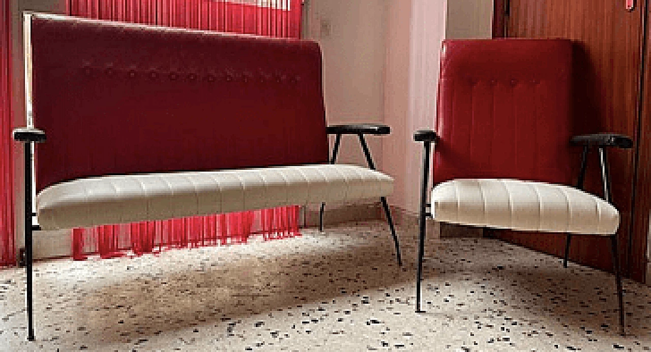 Two-tone sofa and armchair, 1950s 1
