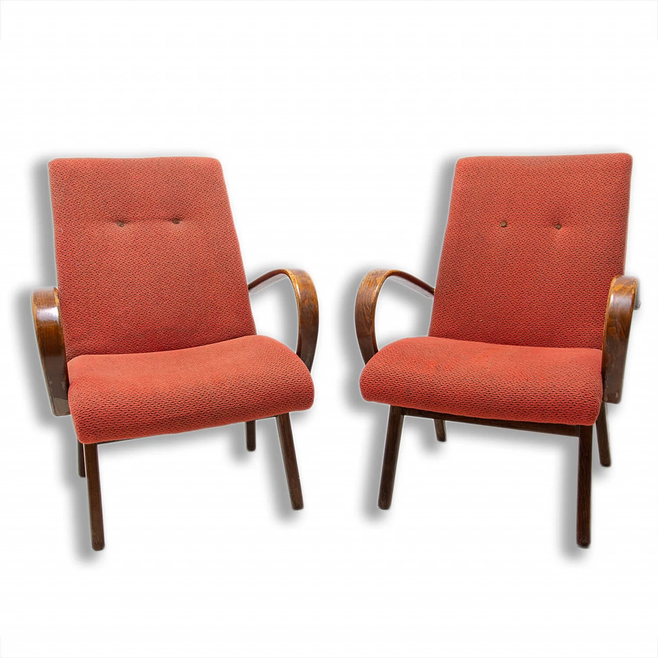 Coppia di poltrone di Jaroslav Šmídek in legno curvato, anni '60 1