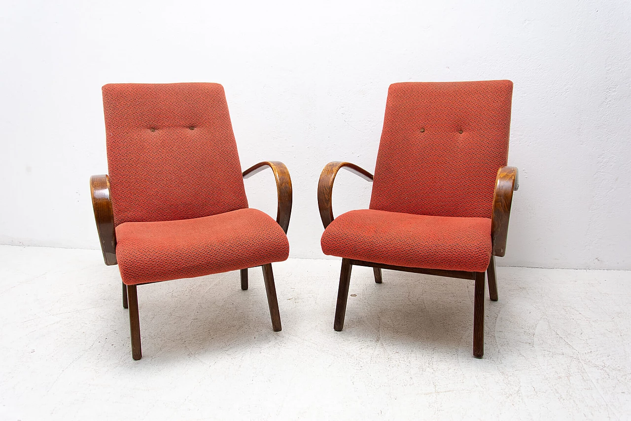 Coppia di poltrone di Jaroslav Šmídek in legno curvato, anni '60 2