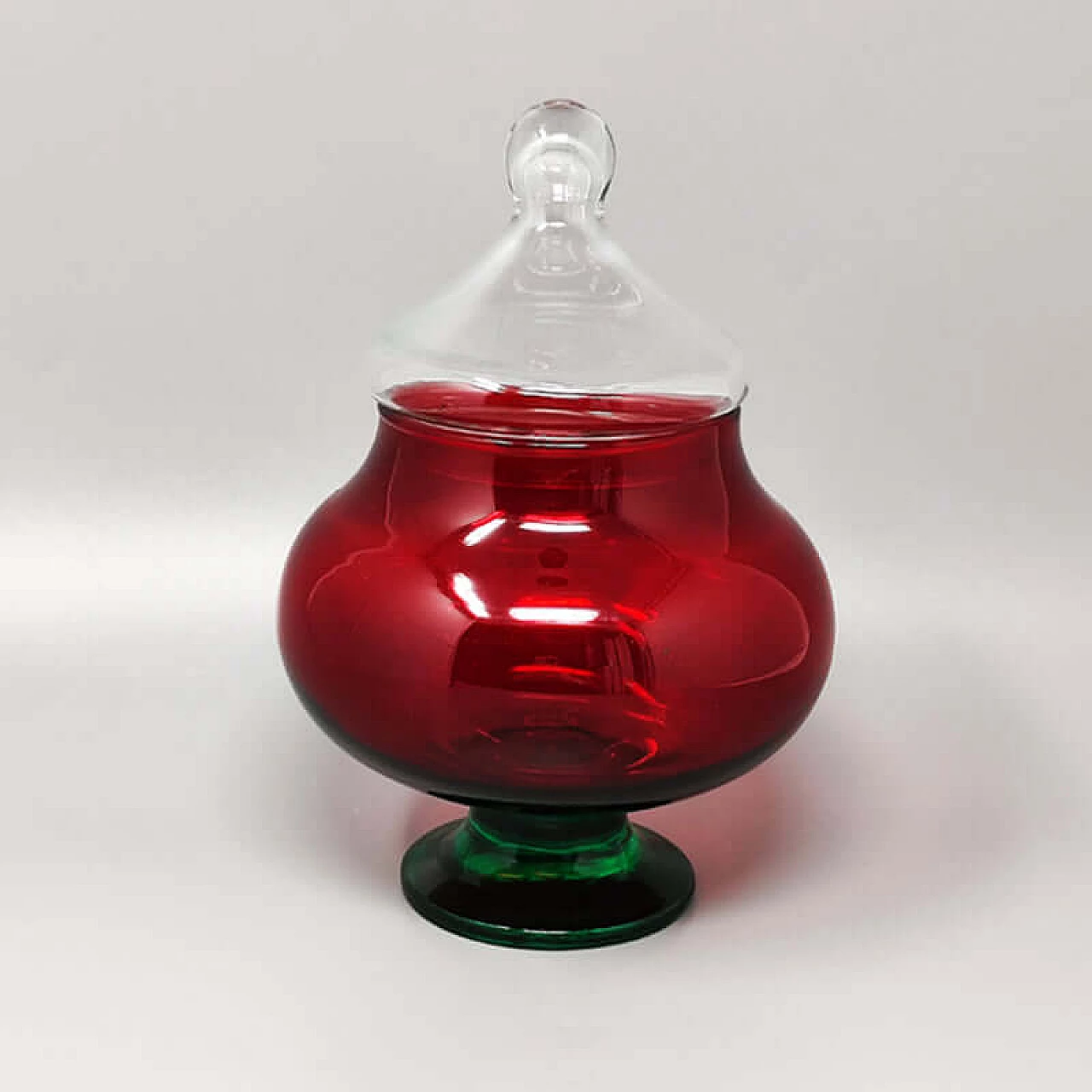 Empoli red glass vase by Rossini, 1960s 1