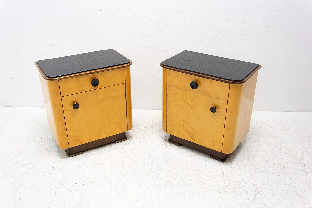 Coppia di comodini in noce di UP Zavody, anni '50 3