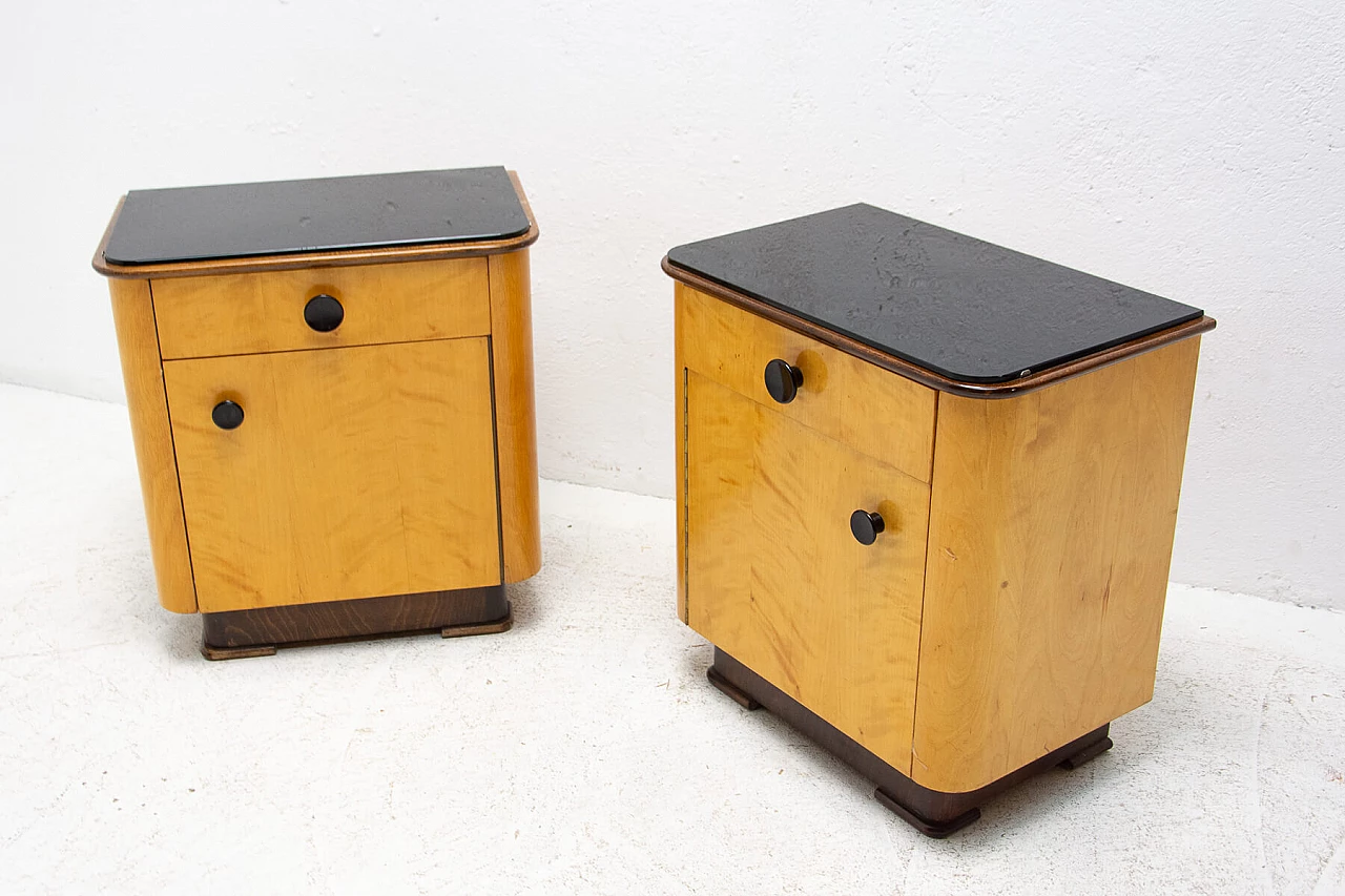 Coppia di comodini in noce di UP Zavody, anni '50 4