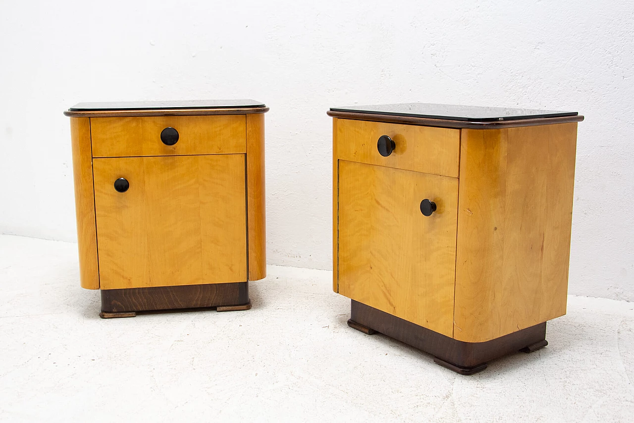 Coppia di comodini in noce di UP Zavody, anni '50 5