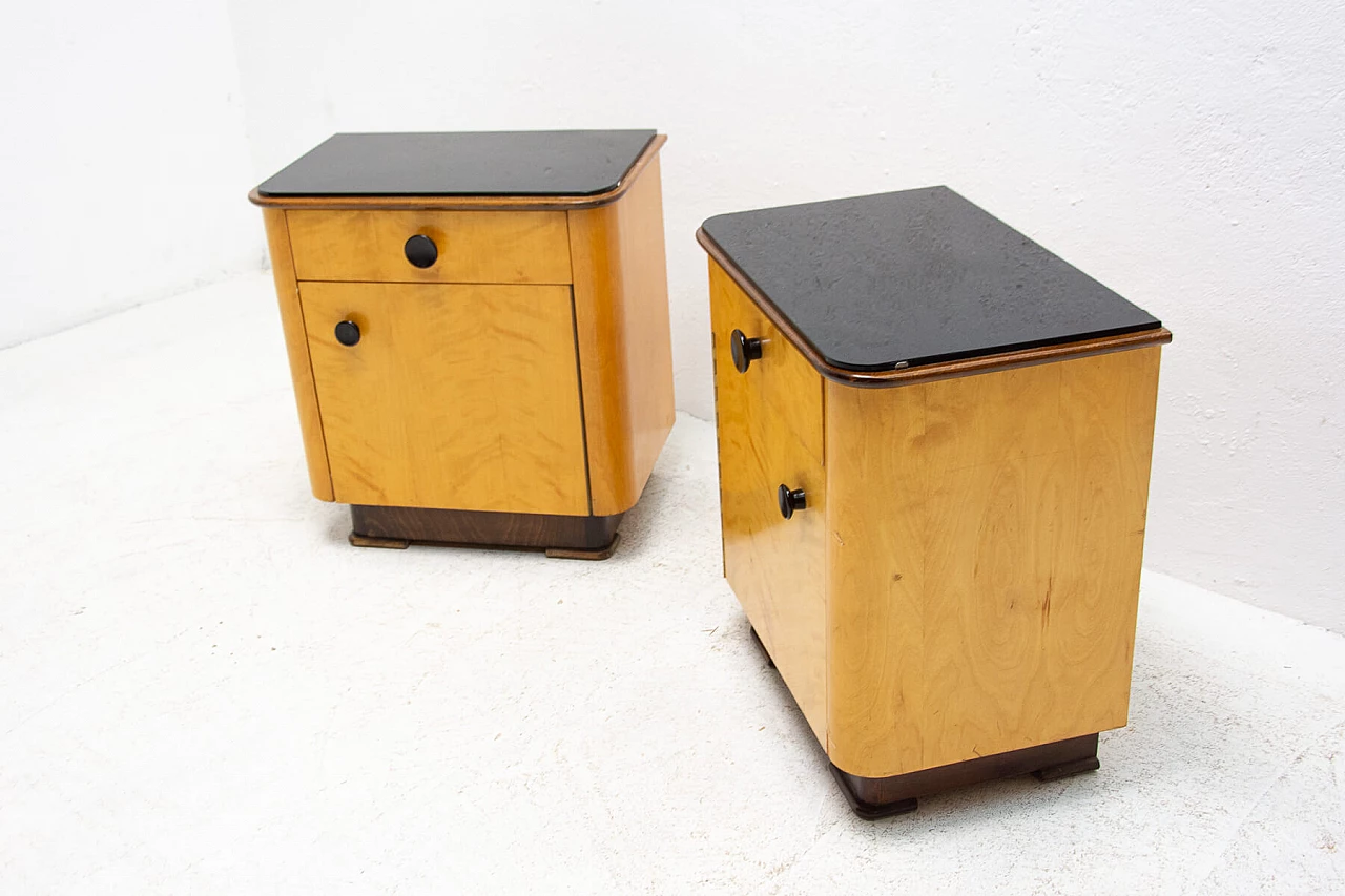 Coppia di comodini in noce di UP Zavody, anni '50 6