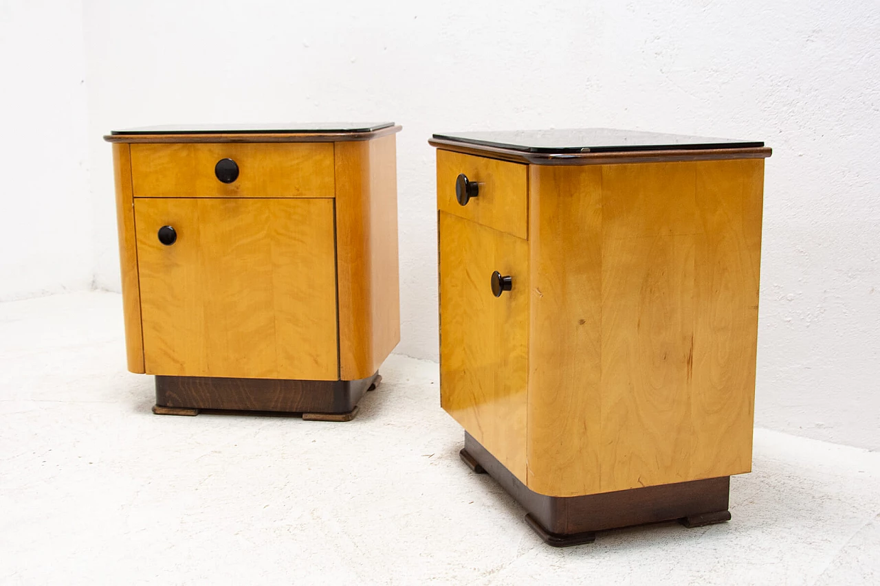 Coppia di comodini in noce di UP Zavody, anni '50 7