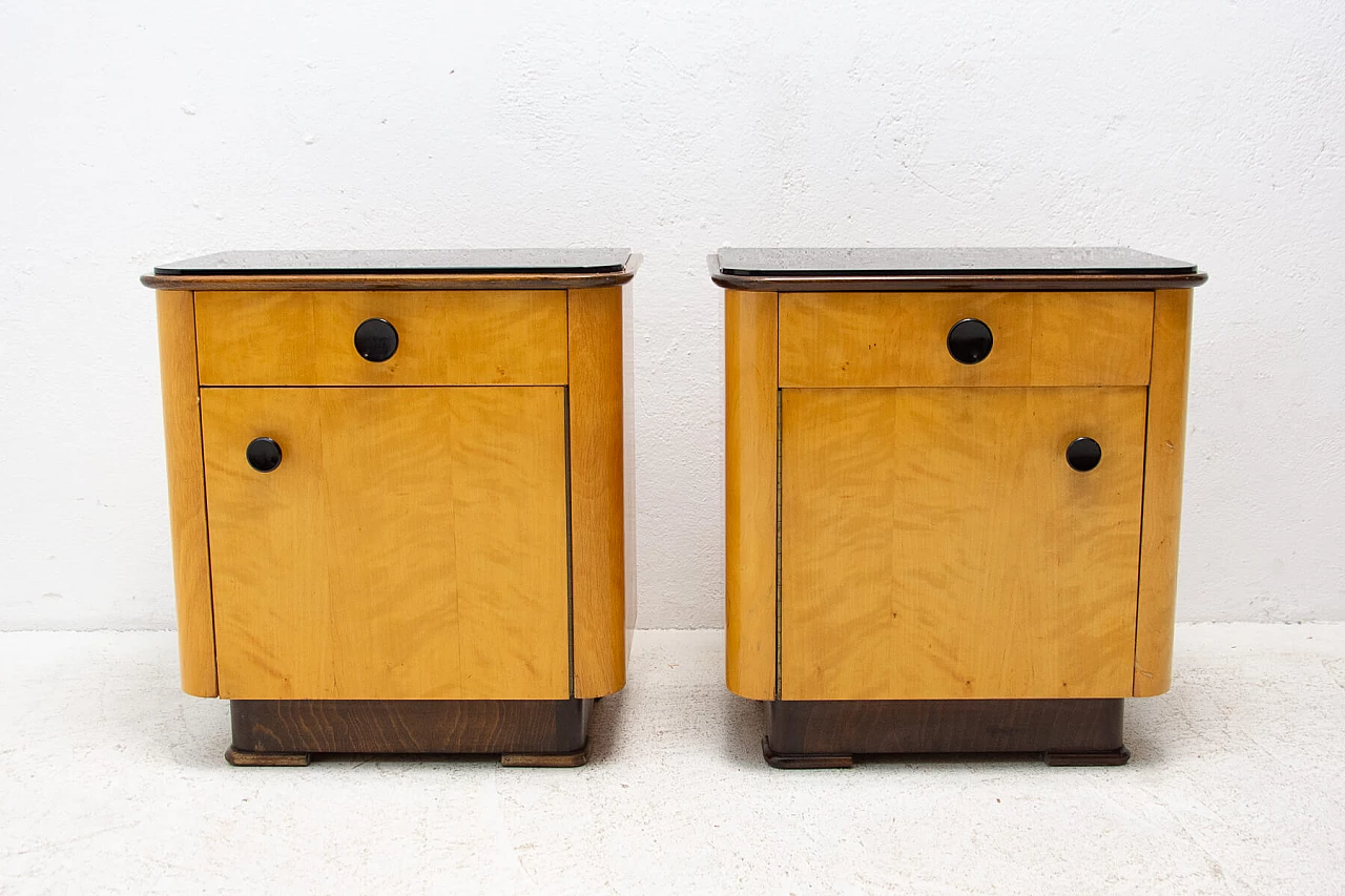 Coppia di comodini in noce di UP Zavody, anni '50 8
