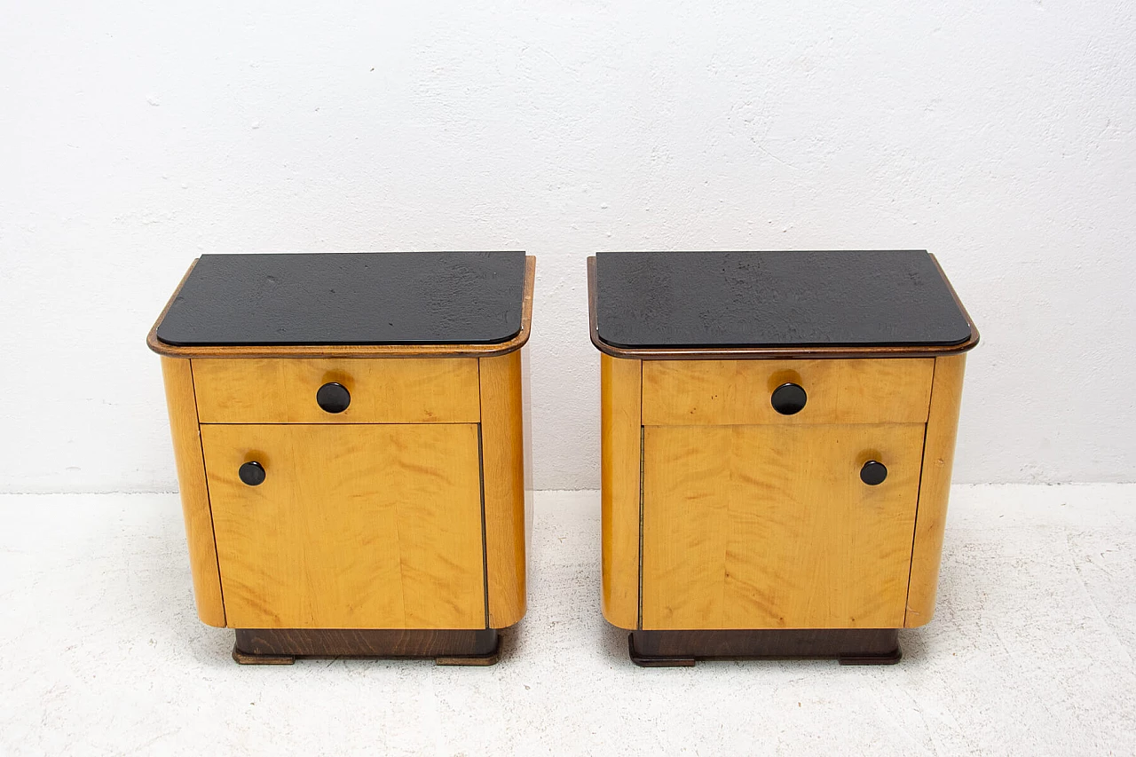 Coppia di comodini in noce di UP Zavody, anni '50 9