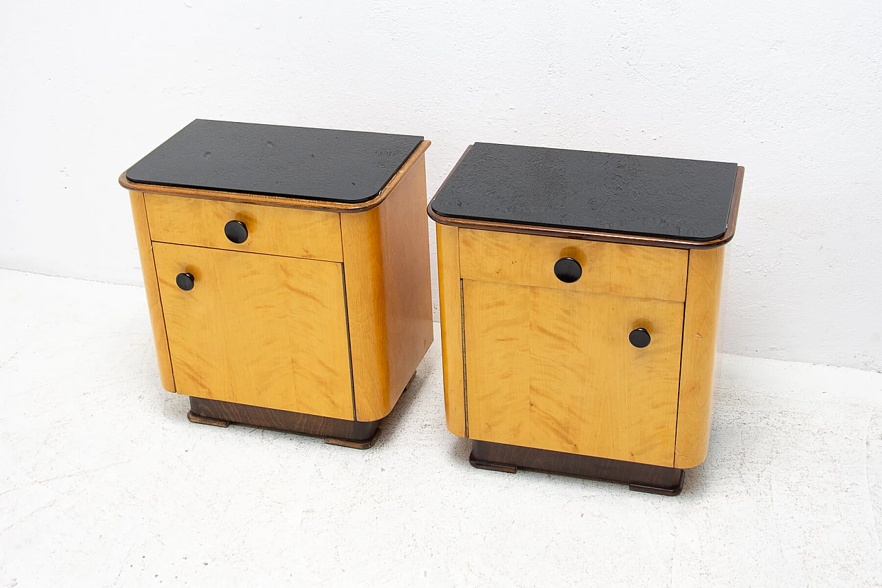 Coppia di comodini in noce di UP Zavody, anni '50 10