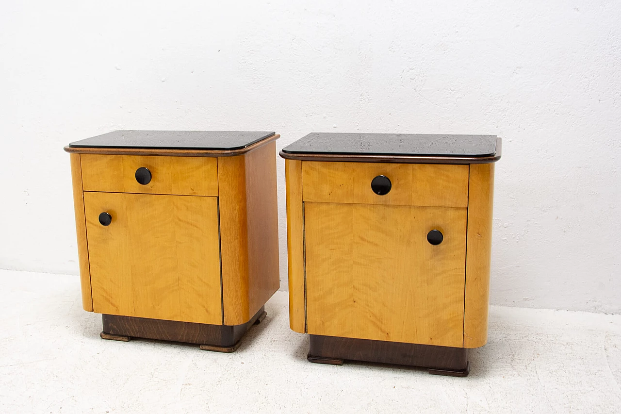 Coppia di comodini in noce di UP Zavody, anni '50 11
