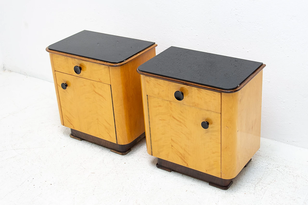 Coppia di comodini in noce di UP Zavody, anni '50 12