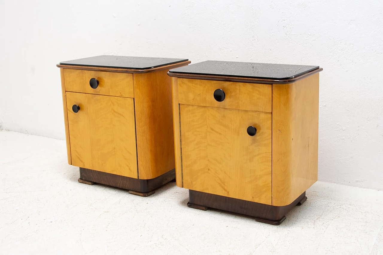 Coppia di comodini in noce di UP Zavody, anni '50 13