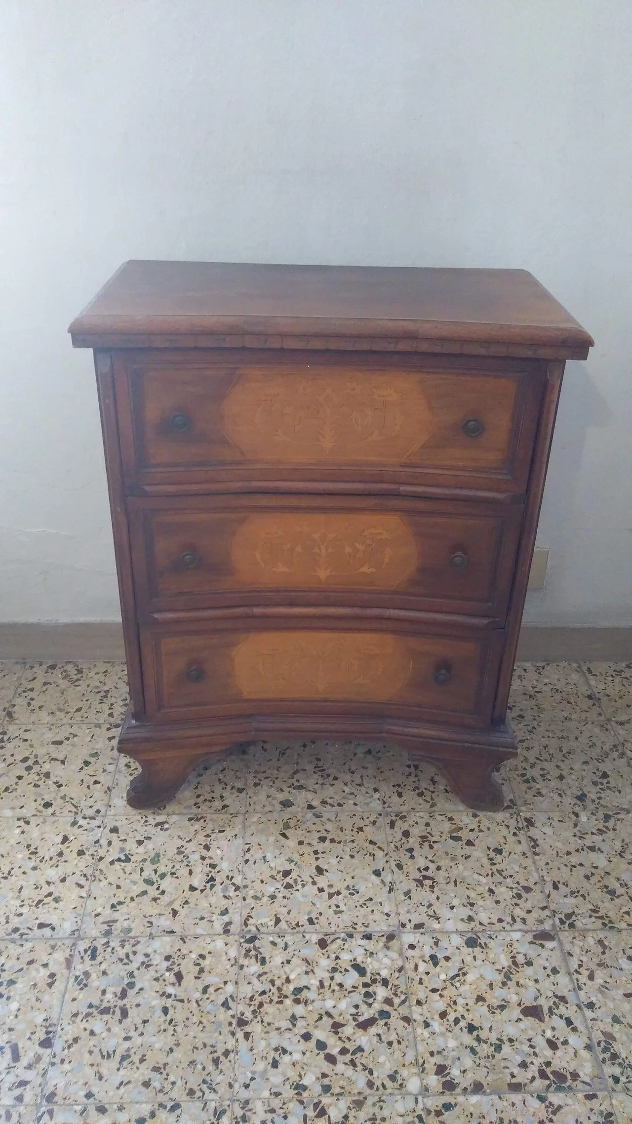 Cassettiera intarsiata a 3 cassetti, anni '60 3