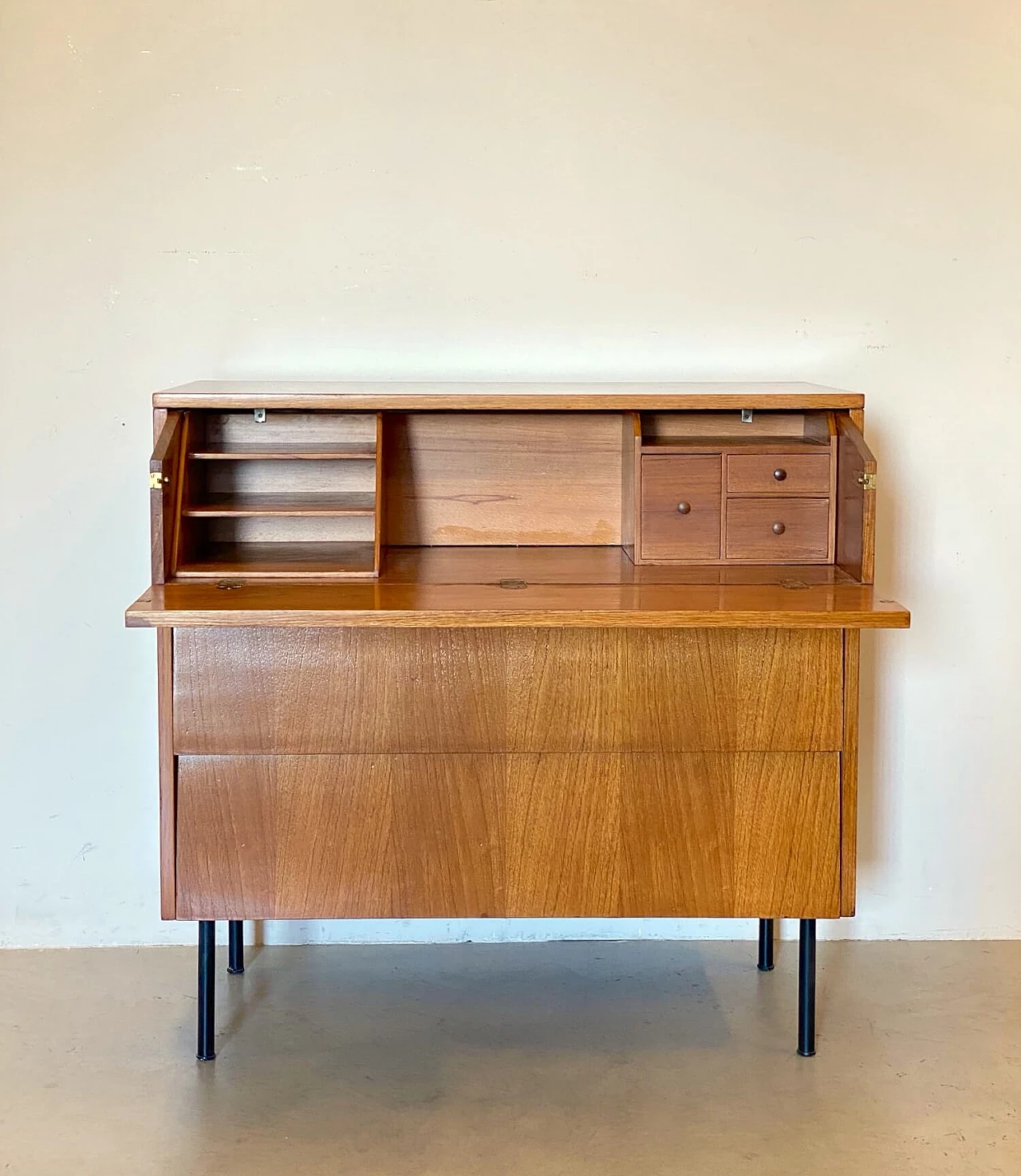 ISA Bergamo teak flap desk chest of drawers, 1960s 3