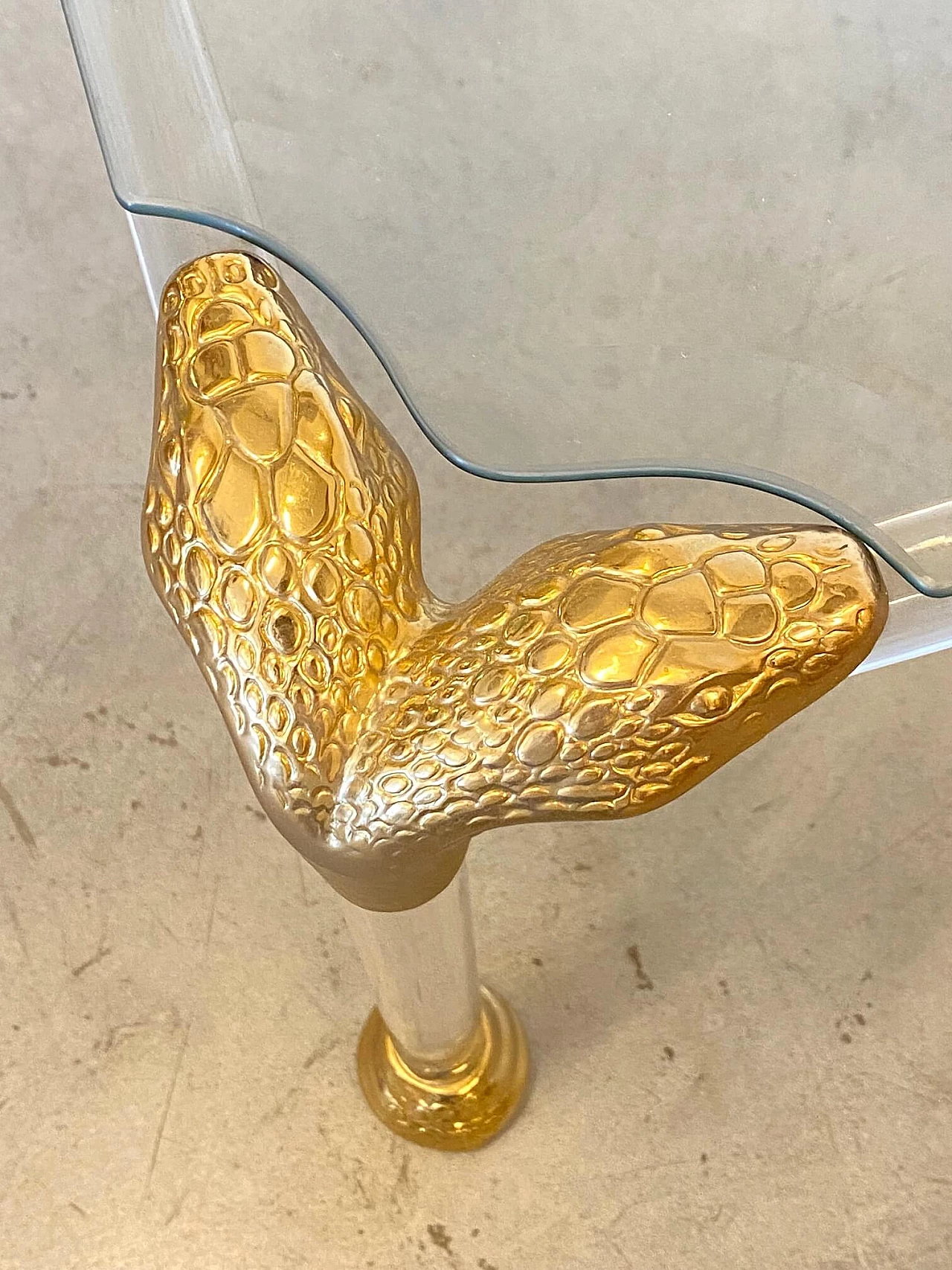 Tavolino in ottone e plexiglass, anni '80 6