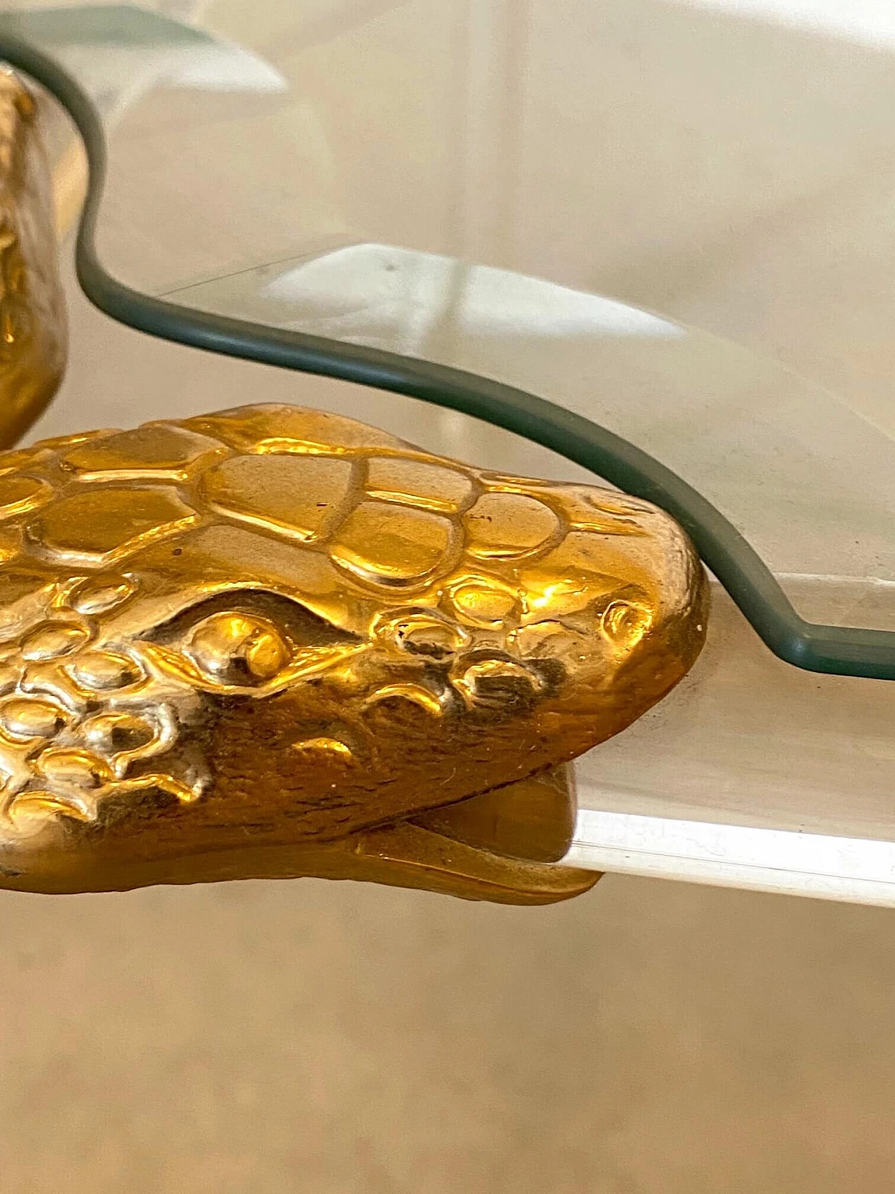 Tavolino in ottone e plexiglass, anni '80 7