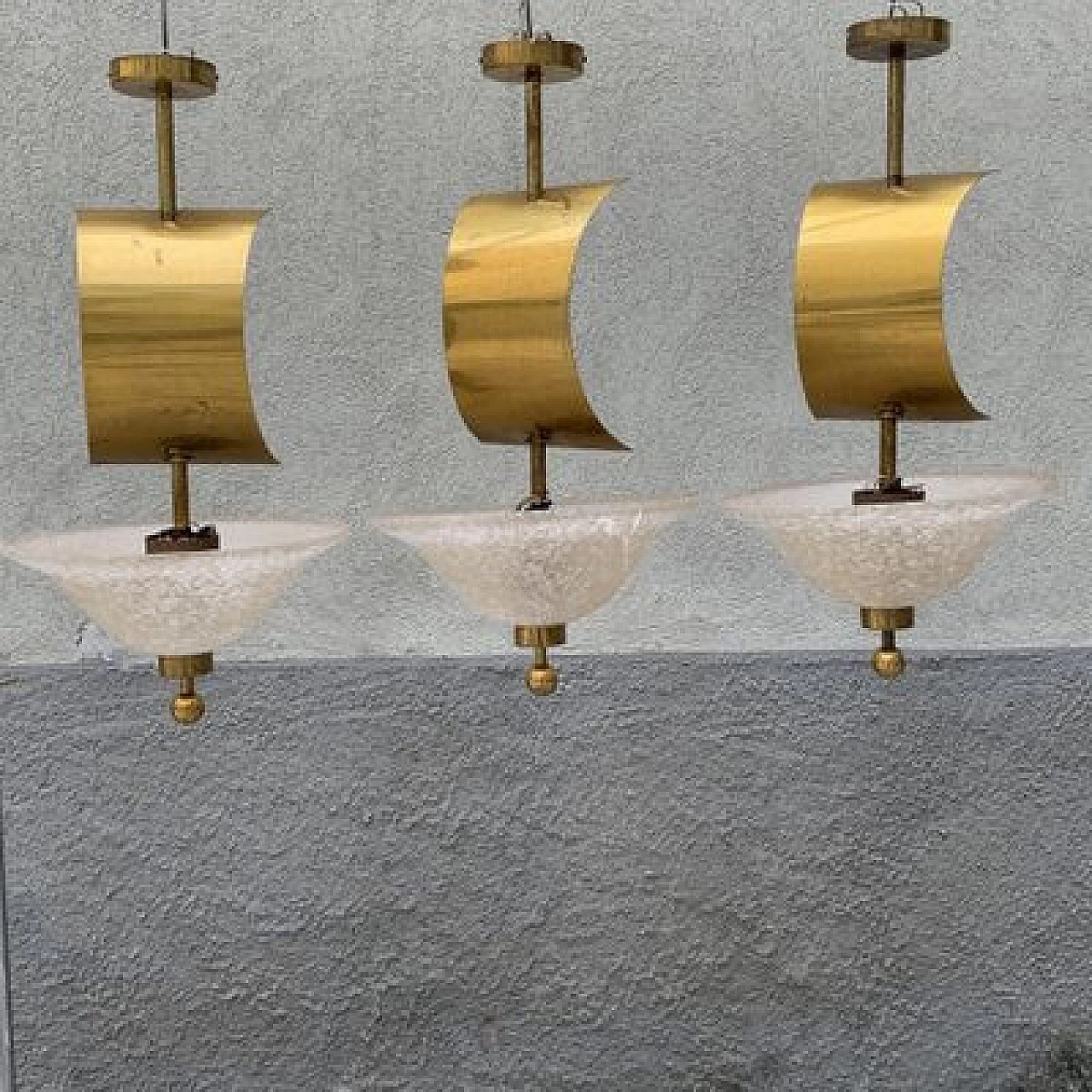 Murano glass and brass sail chandelier, 1960s 1