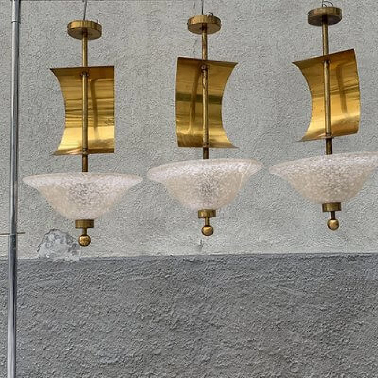 Lampadario a vela in vetro di Murano e ottone, anni '60 2