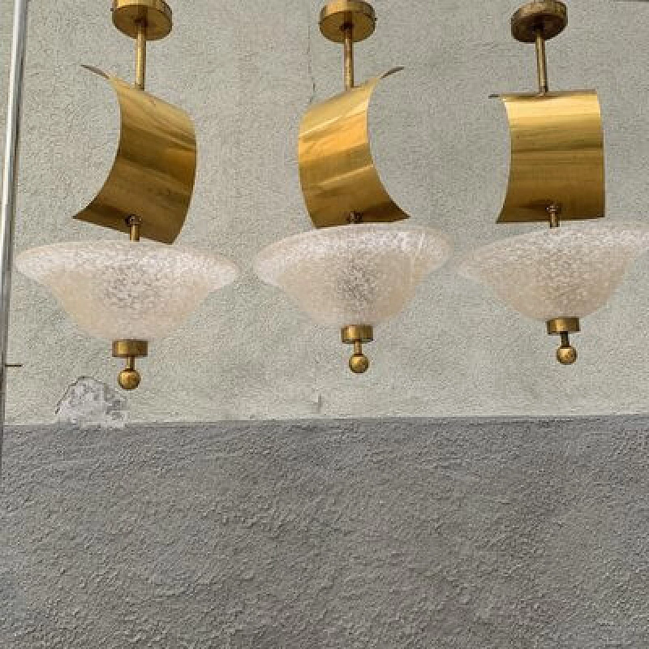 Murano glass and brass sail chandelier, 1960s 3