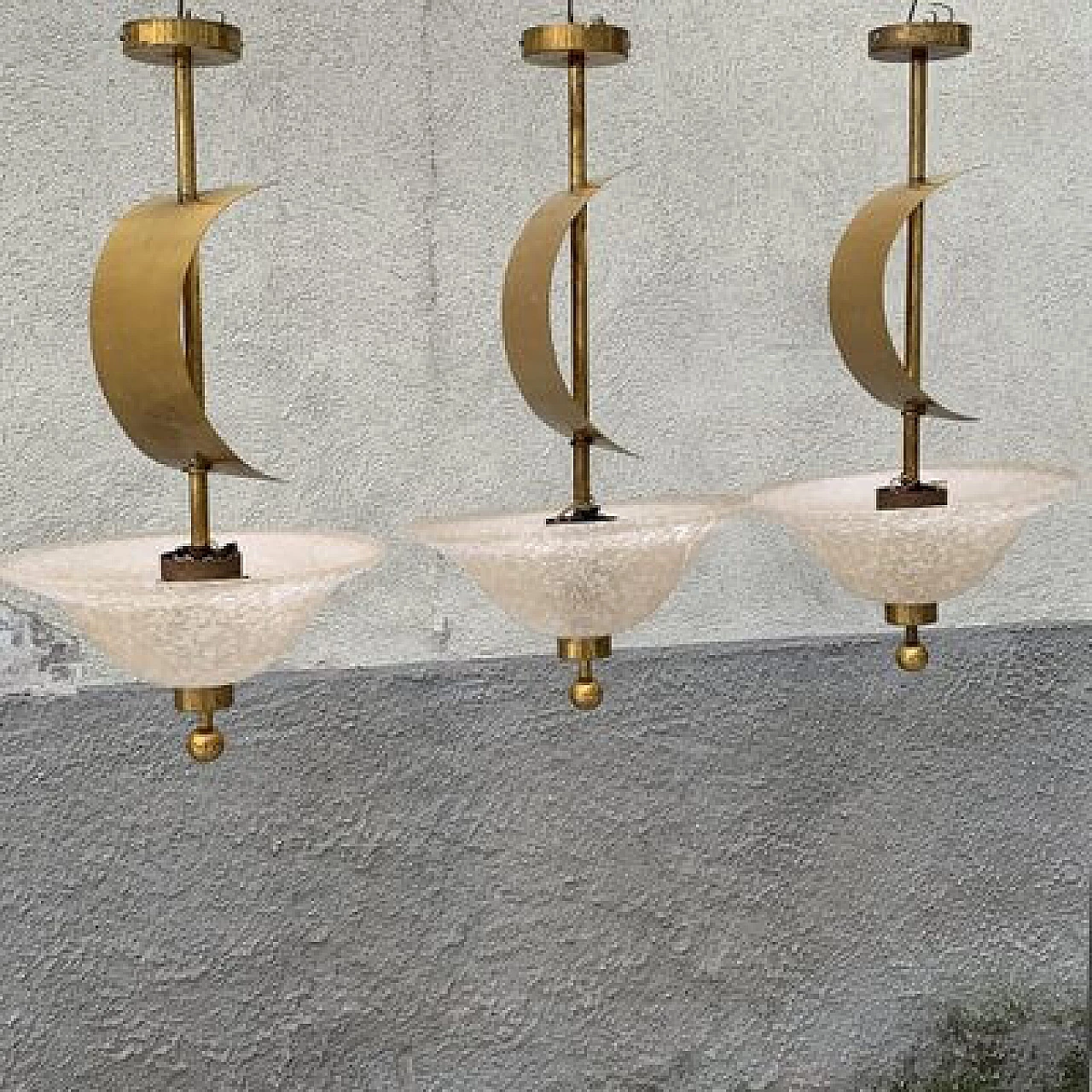 Murano glass and brass sail chandelier, 1960s 4