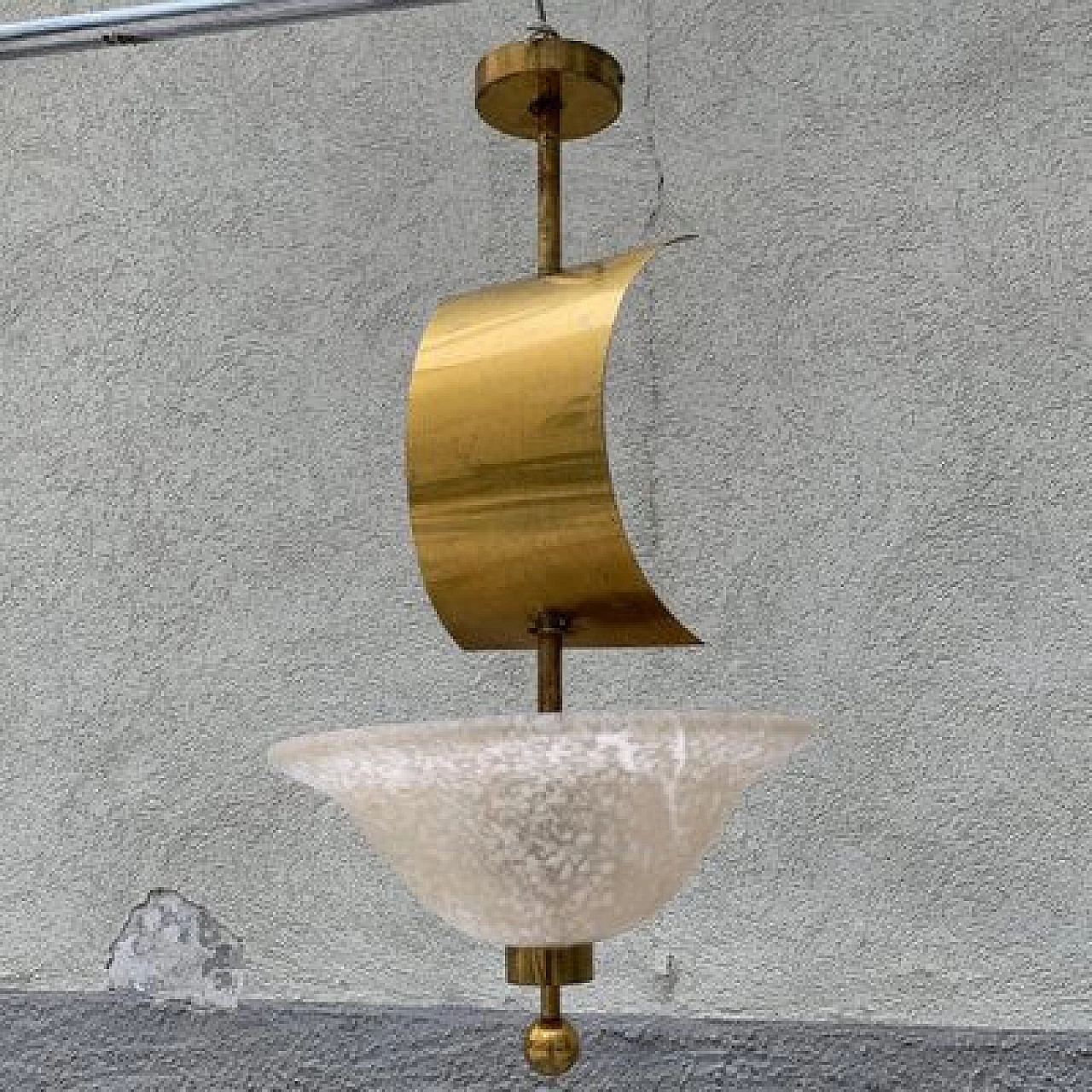 Murano glass and brass sail chandelier, 1960s 6